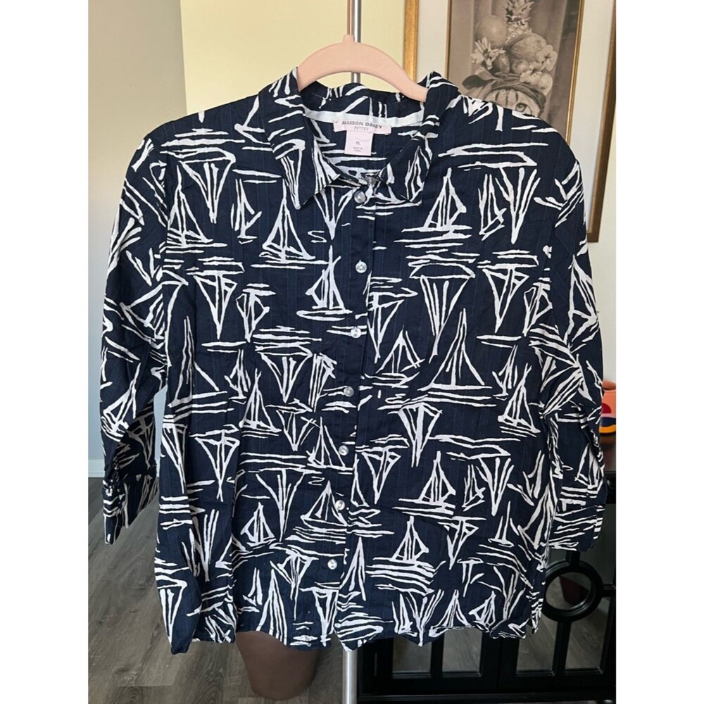 Allison Daley Sailboat-Print Button Down Shirt